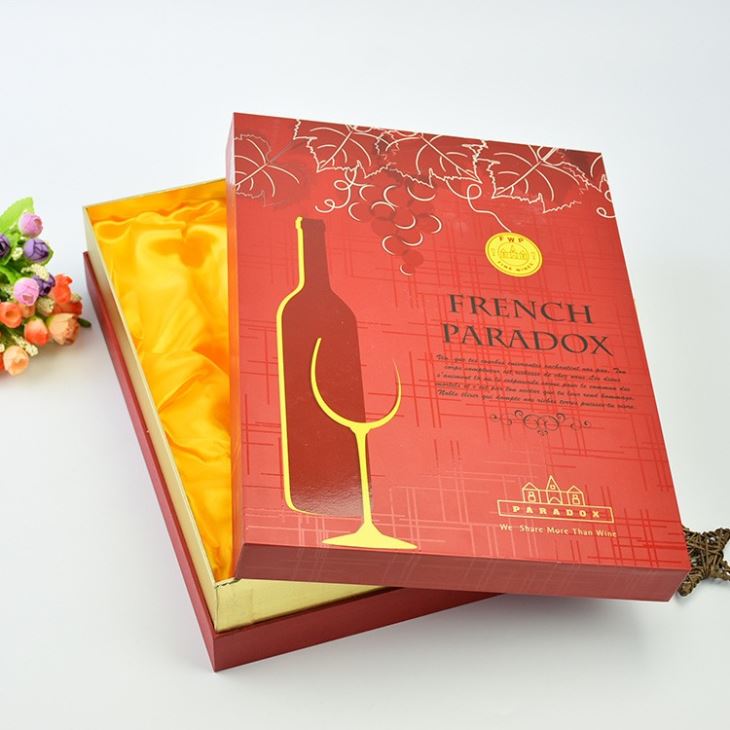 Wine Glass Cardboard Gift Box For Two Bottles
